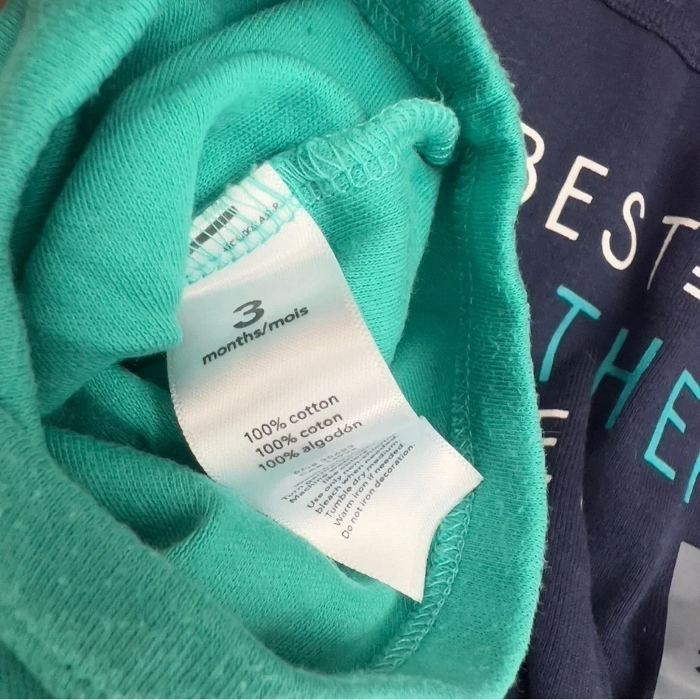Old Navy Carters Best Brother Bodysuit Baby Infant 3-6 months Blue Teal Summer